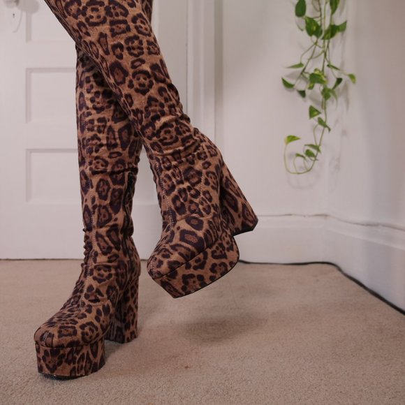 sexy leopard cheetah print thigh-high boots - Picture 12 of 14
